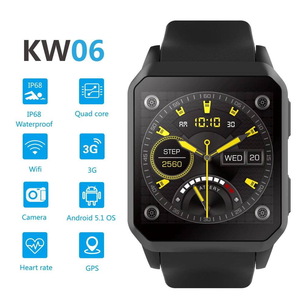 696 Смарт часы KW06 монитор сердечного ритма Будильник Bluetooth gps Android Мобильная sim
