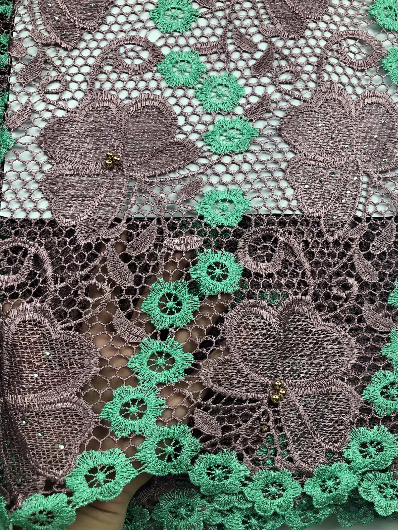 

fashion style good quality guipure lace fabric 5 yards double colour water soluble lace fabric for dress HUASIJUN032
