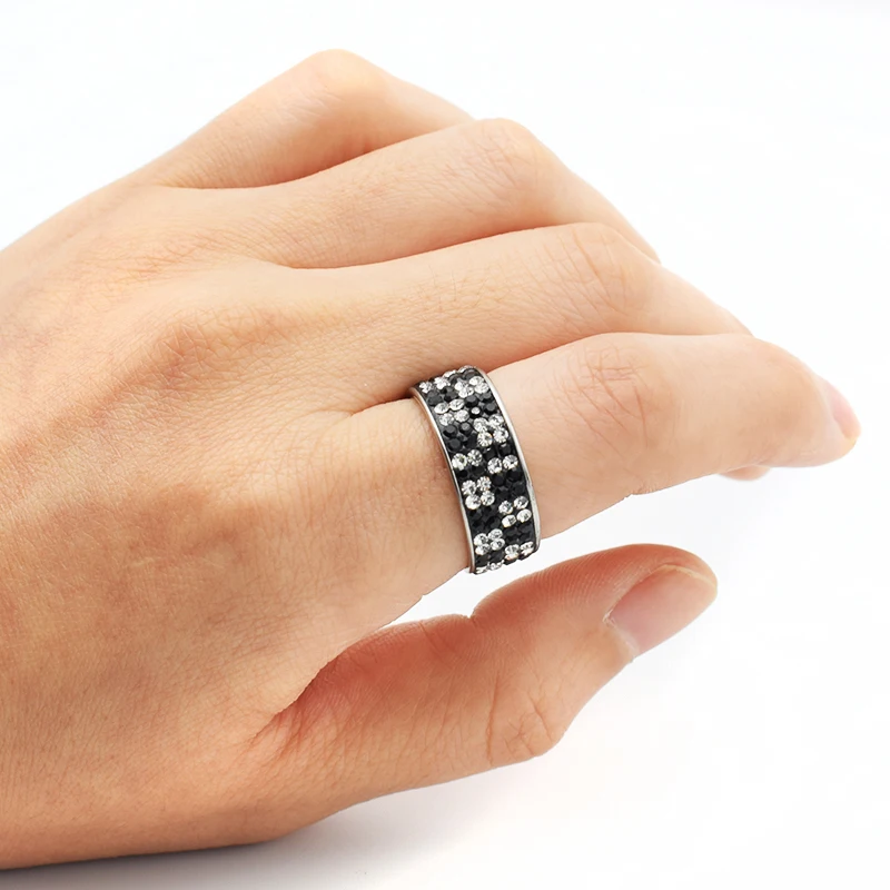 Новые 4 ряда черный белый цвет с украшением в виде кристаллов нержавеющая сталь