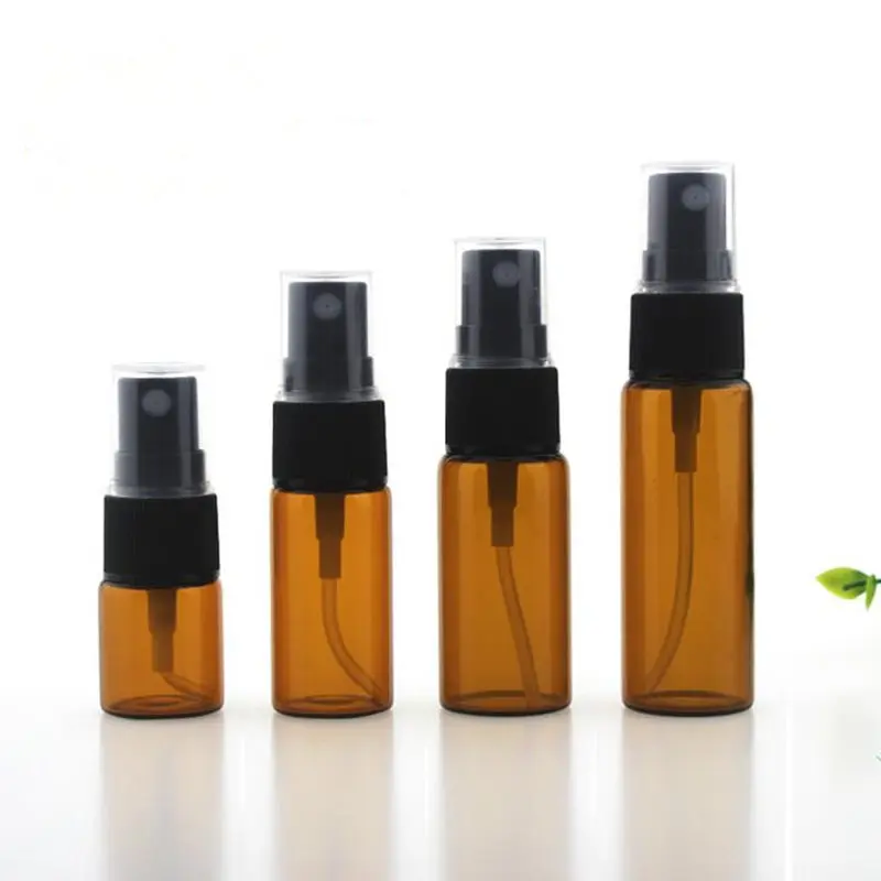 5ml 10ml 15ml 20ml Amber Glass Spray Bottle with Black Fine Mist Sprayers for Essential oil aromatherapy perfume F20171286