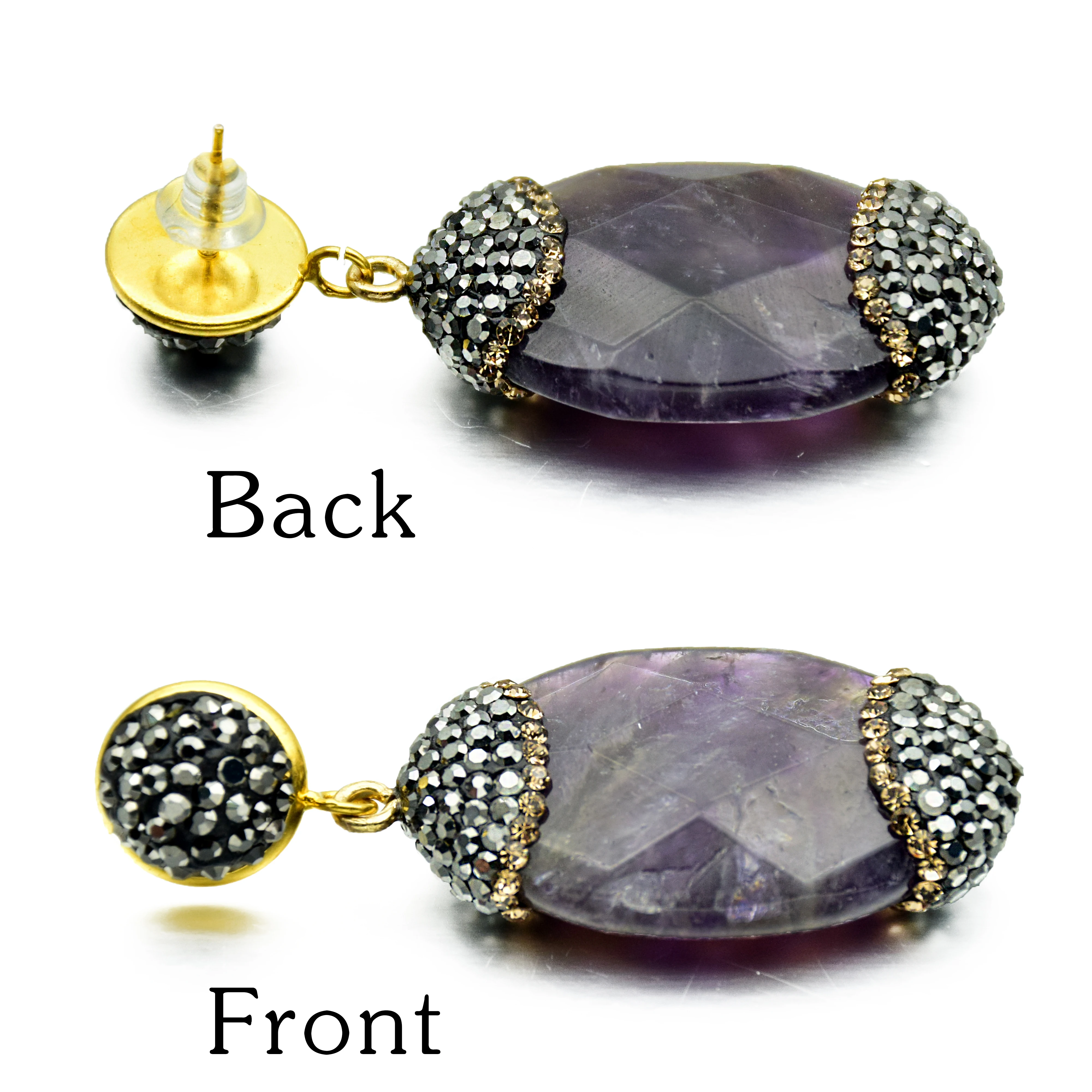 Серьги женщин серьги с камнями Роскошные Аметистовые висячие Модные ювелирные