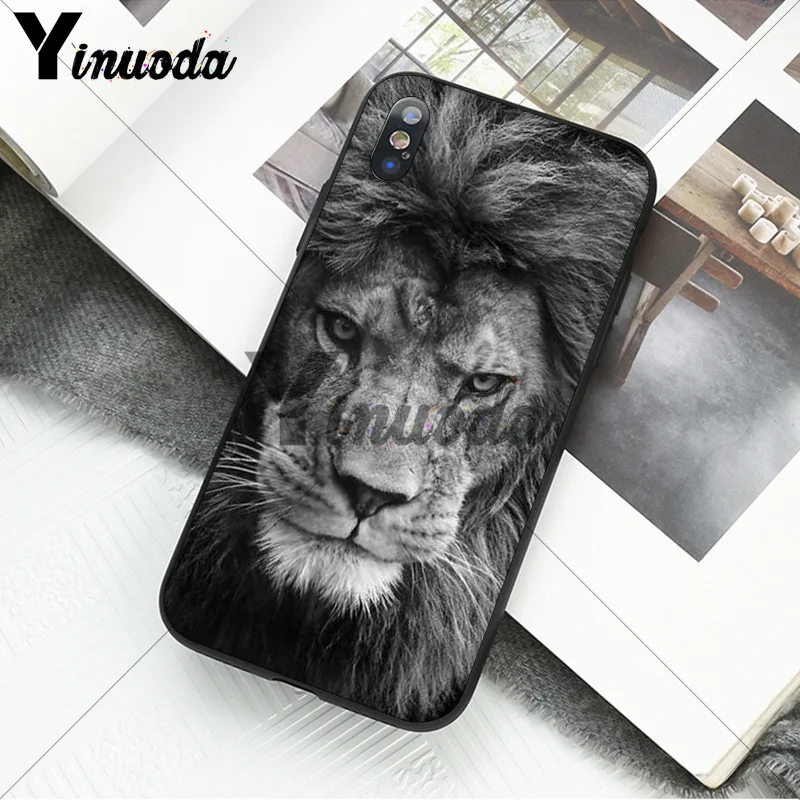 11pro MAX животные Лев умный чехол черный мягкий для телефона iPhone X XS 6 6S 7 7plus 8 8Plus 5 5S