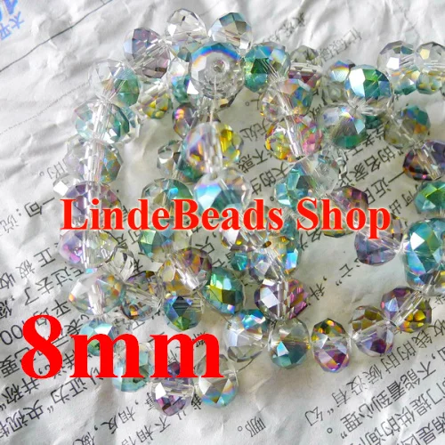 

Free Shipping!! 360pcs AAA Top Quality 8mm new plated Coating Colour Crystal 5040 Rondelle beads BN08024