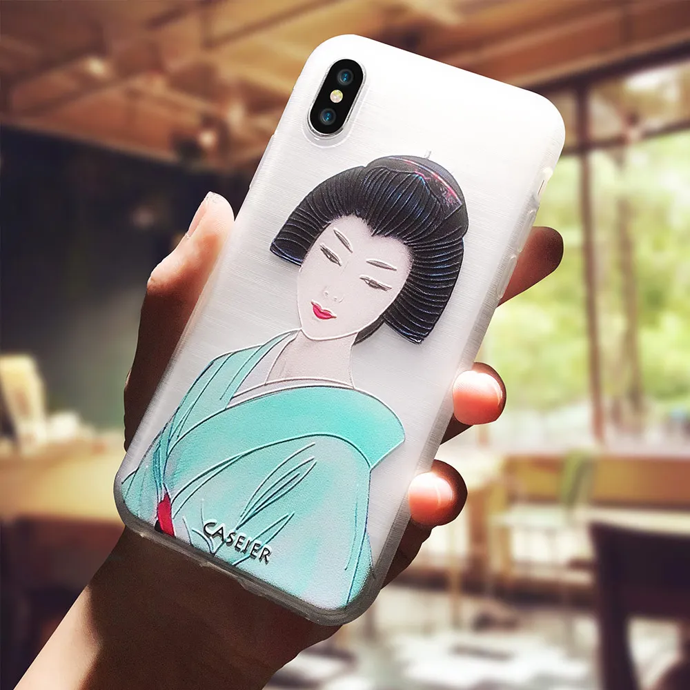 Caseier большая волна печать чехол для iPhone X 7 8 6 S Plus прозрачная накладка-чехол на
