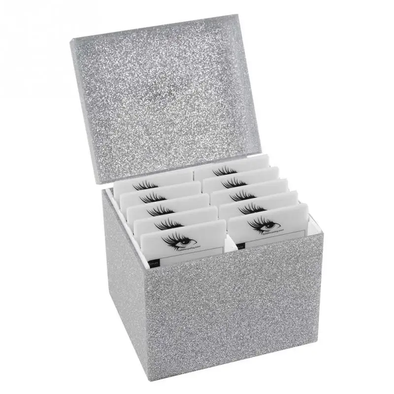 Silver Storage Box Новинка, 10 слоев, коробка для хранения ресниц, чехол для ресниц, органайзер для макияжа, завивка ресниц, ламинирование, хранение - Цвет: Silver Storage Box