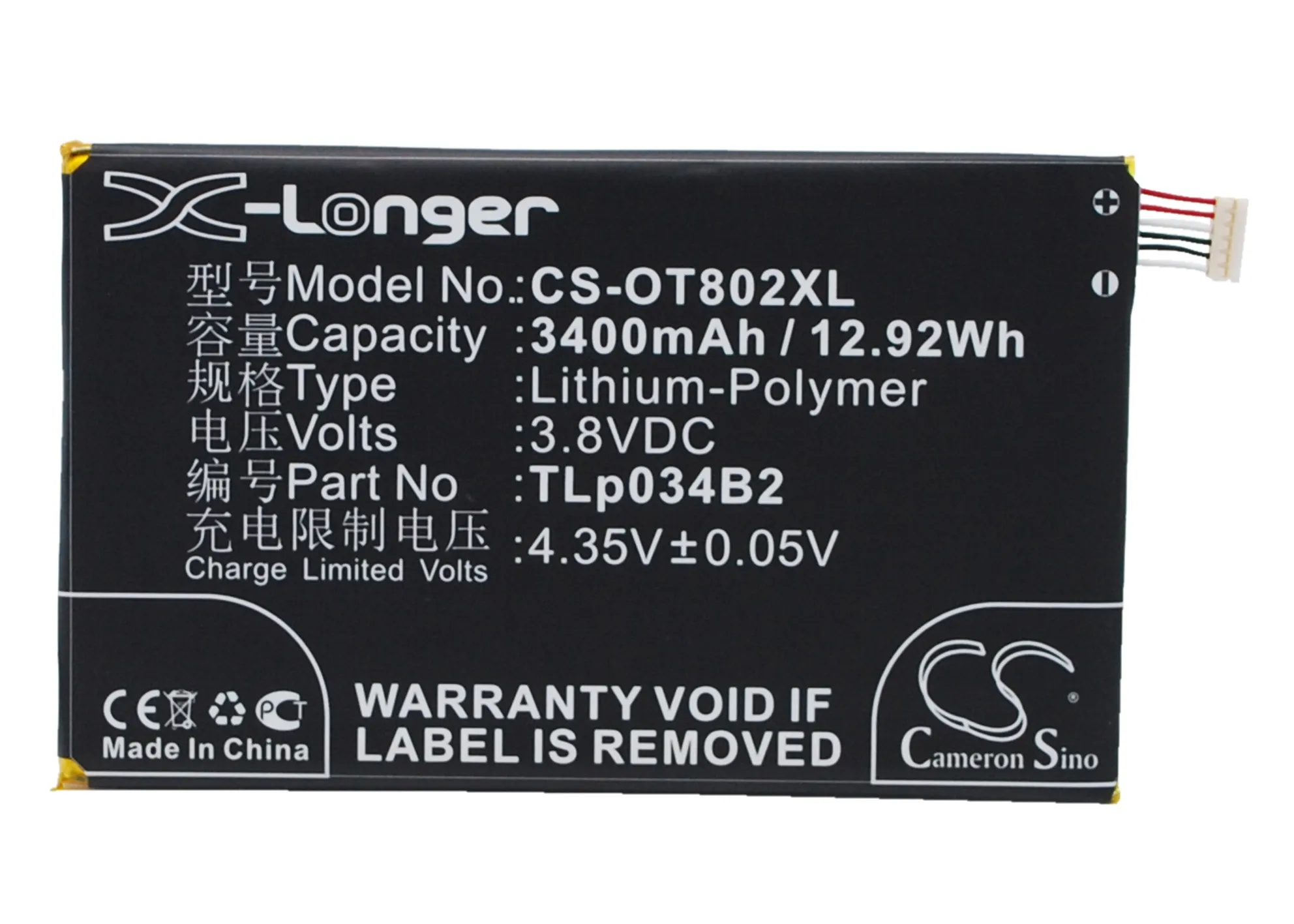 Cameron Sino Высококачественная батарея TLp034B1 TLp034B2 для TCL/Alcatel OT 7050 7050Y 8020D A995L N3Y910T Y910