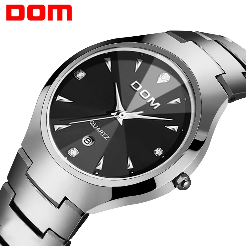 DOM мужские часы модные из вольфрамовой стали водонепроницаемые кварцевые W 698
