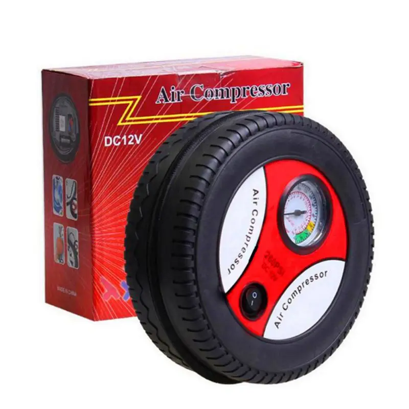 Car Mini Inflatable Pump DC12V Portable Anti-slip Metal Electric Air Compressor Monitor Pump with 3 Nozzle Adapters
