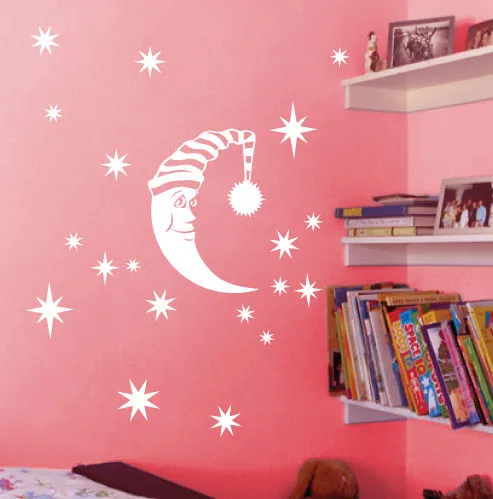 POOMOO настенные наклейки луна звезды дети Детская виниловая наклейка на стену