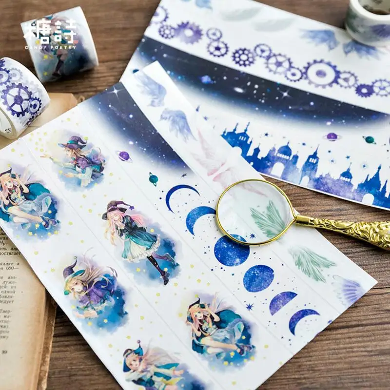 Акварельная ведьма/крылья/волшебный замок лента для декорации Washi DIY планировщик