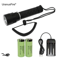white yellow light underwater flashlight 3 led l2t6 diving flashlight kits waterproof hunting lamp 26650 battery charger