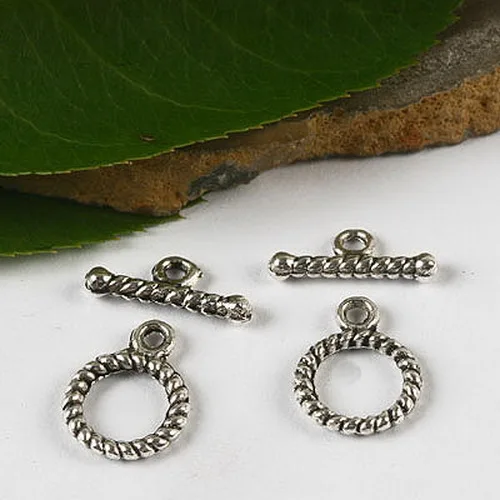

60sets dark silver-tone round toggle clasp h2868