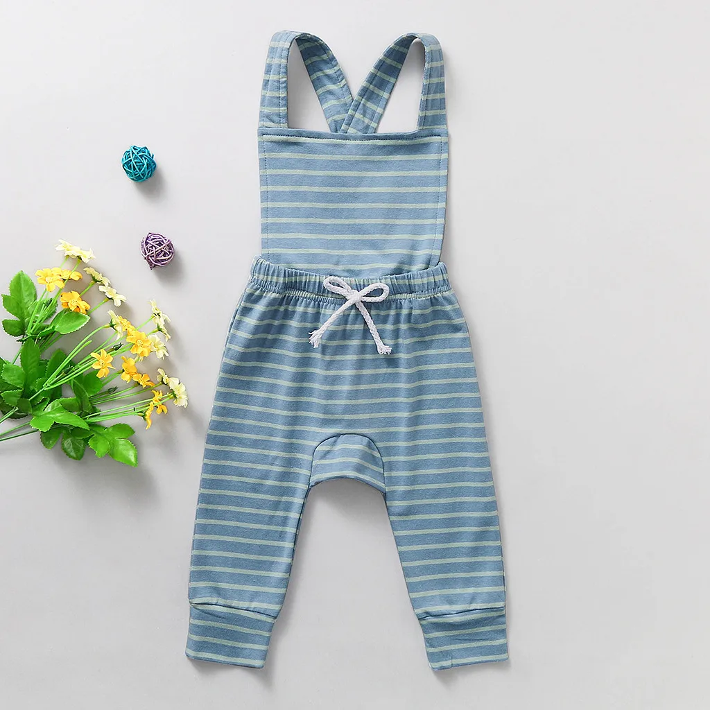 Комбинезон в полоску с открытой спиной для маленьких мальчиков и девочек