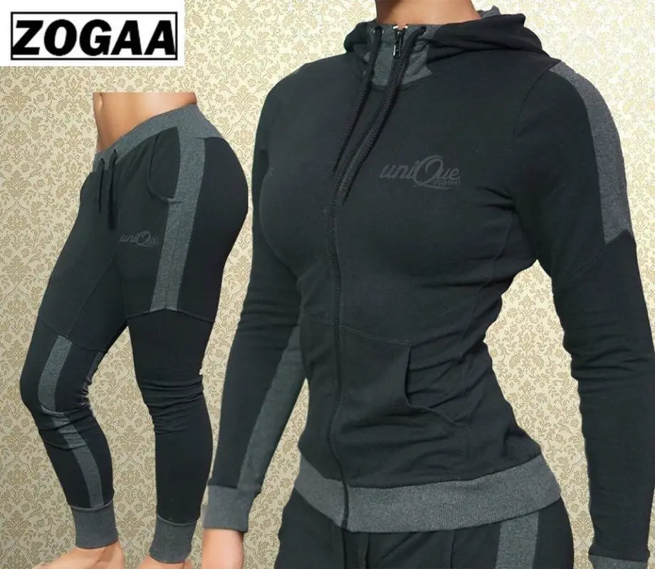 ZOGAA женская одежда комплект из 2 предметов толстовки с капюшоном и штаны