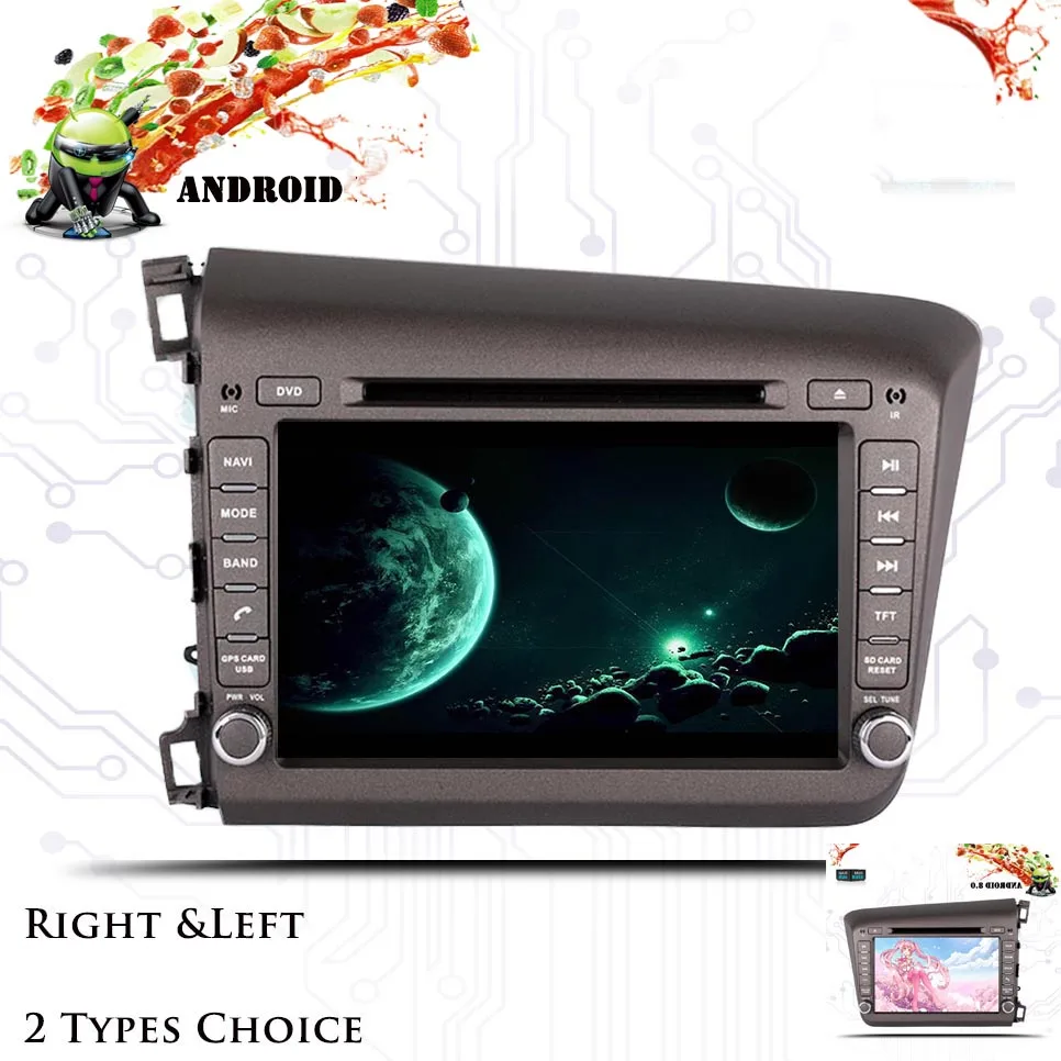 Android 9 0 Восьмиядерный 4 Гб RAM Автомобильный dvd плеер для HONDA CIVIC 2011 2015 LHD RHD ips