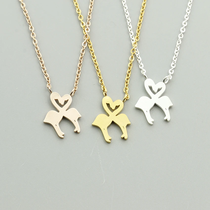 

Wholesale 10pcs Lover Flamingo Pendants Necklaces For Women Classic Jewelry Girlfriend Gifts Stainless Steel Link Chain Collares