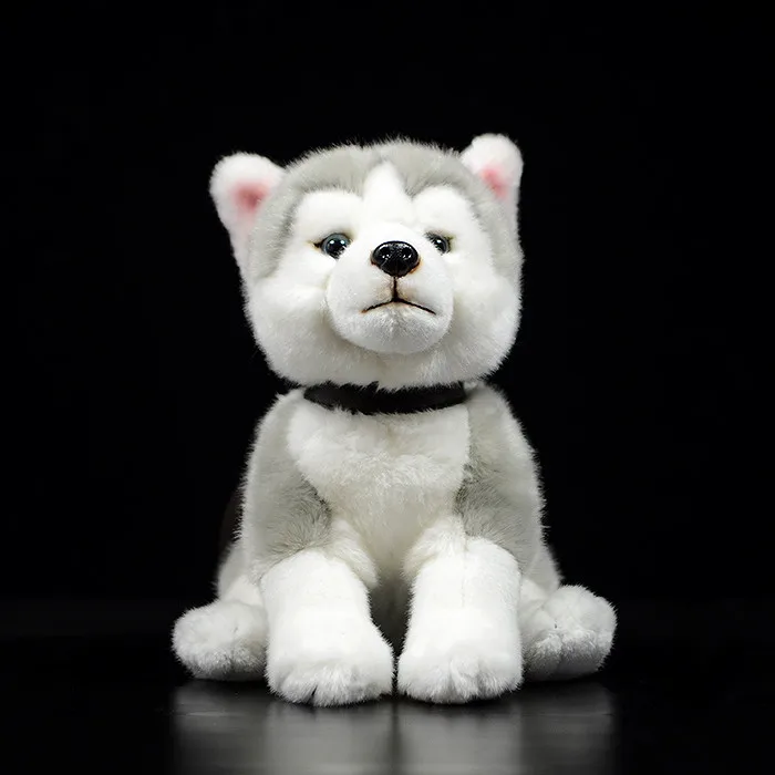 PomkiiLifelike сидя сибирская плюшевая собака хаски игрушки Реалистичная мягкая