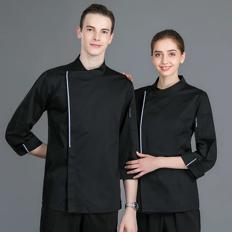 coat1 Для мужчин и женщин Ресторан кулинарные куртки отель шеф-повара Кухня Униформа с длинным рукавом Парикмахерская кафе суши рабочая одежда официанта одежда - Цвет: coat1