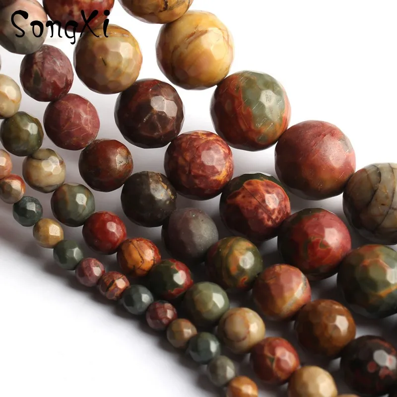 Ожерелье из натурального граненого камня Пикассо круглое свободное женское