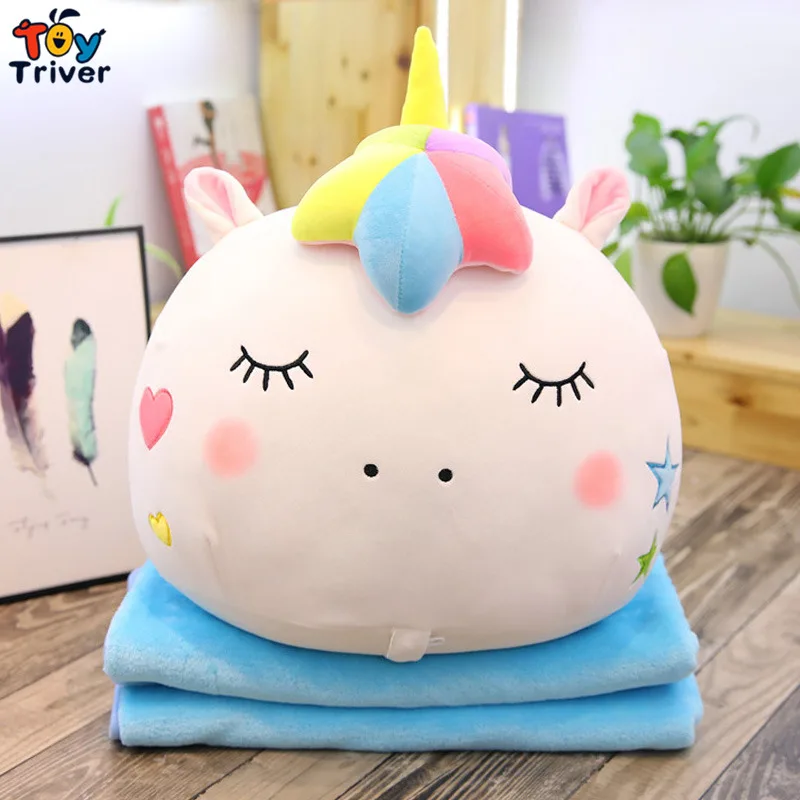 Портативное одеяло Kawaii с единорогом плюшевая игрушка кукла для маленькой