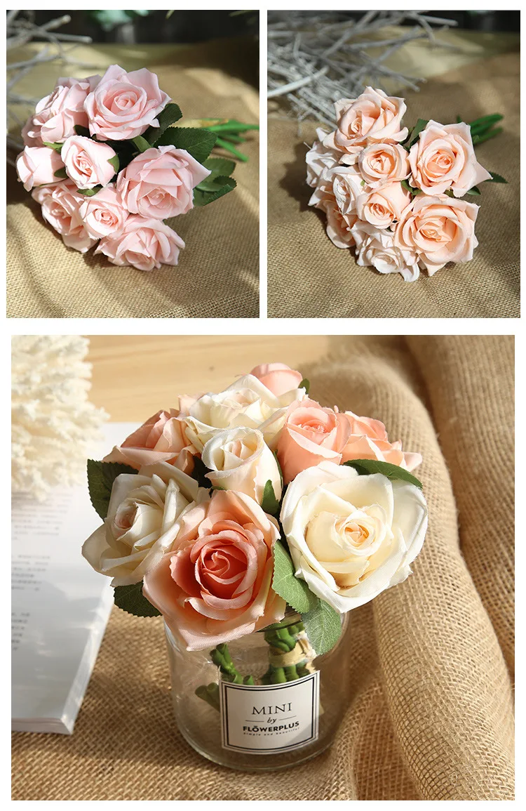 9 букет роз kwiaty fleurs blumen flores para manualidades fiori flor cicek шелковые цветы для украшения дома свадебный цветок