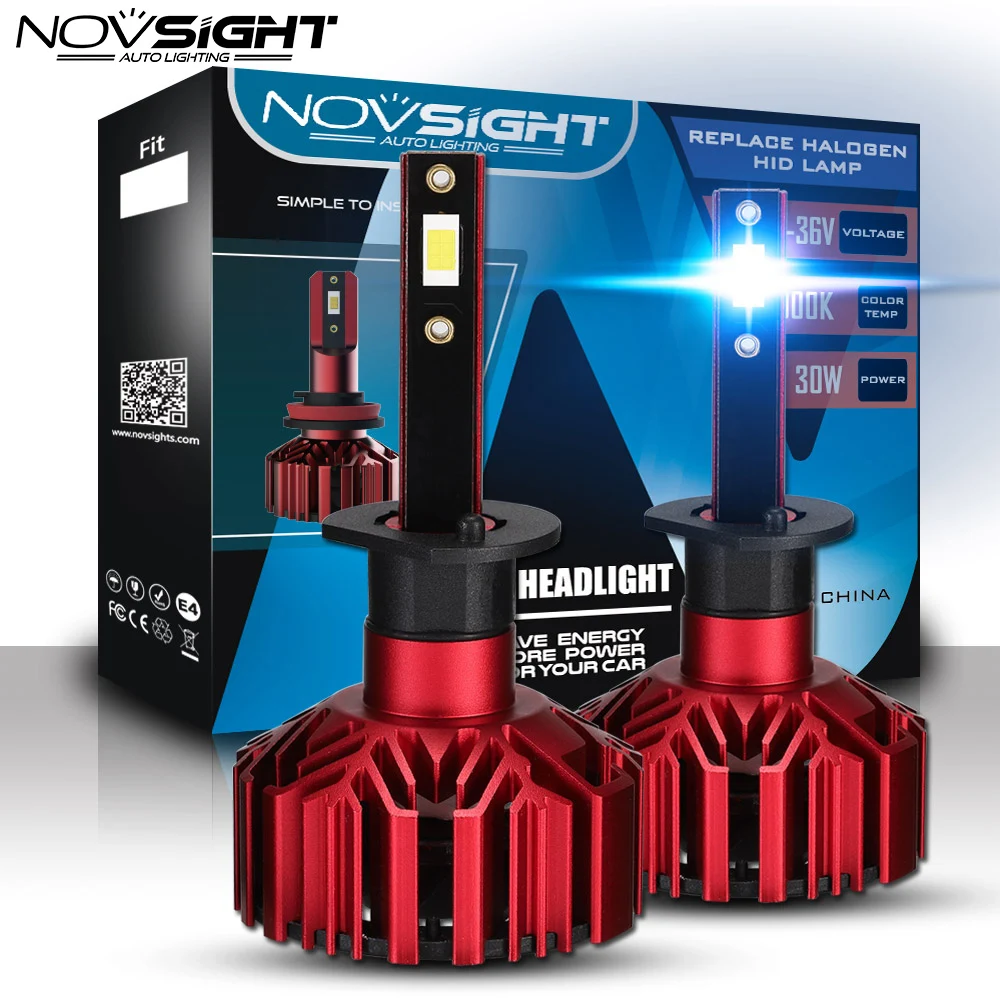 Novsight Новое поступление H1 светодиодный H11 высокое ближнего и дальнего света лампы HB4 9006 H1 H3 H7 9005 HB3 светодиодный H4 10000LM 6000 K со светодиодными кристаллами для автомобиля фары 60 Вт