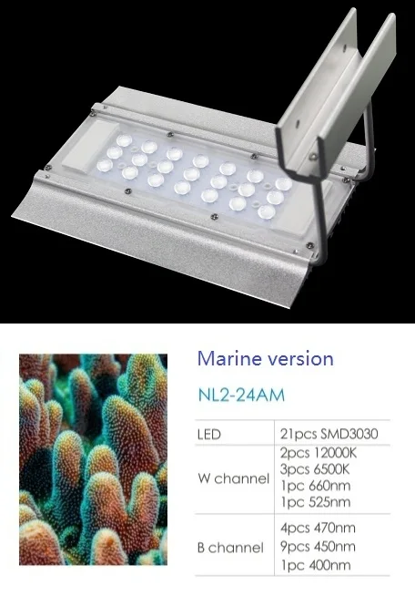 Silver marine versio Nemo 24 Вт большой светодиодный светильник для аквариума с зажимом и регулируемой яркостью, светильник acuario для коралловых рифов, аквариумов для рыб, имитирующий рассвет и закат - Цвет: Silver marine versio