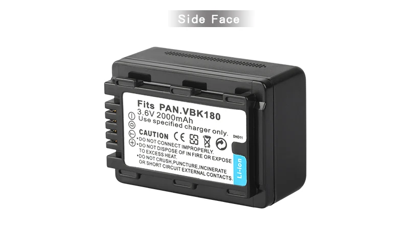 Камера Батарея VW VBK180 для цифрового фотоаппарата Panasonic HC-V700MGK HC-V10GK HC-V100GK HC-V100MGK HC-V500GK HC-V500MGK VW-VBK180 2000 ма-ч