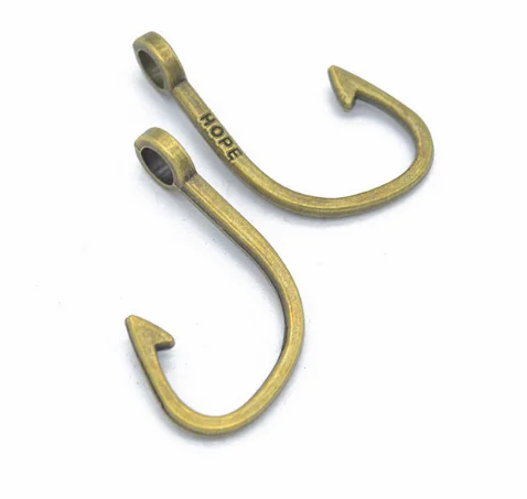 

50pcs Charm fish hook hope word pendant 36*21mm2g Antique silver bronze gold Handmade Jewelry Making DIY Supplies European Alloy