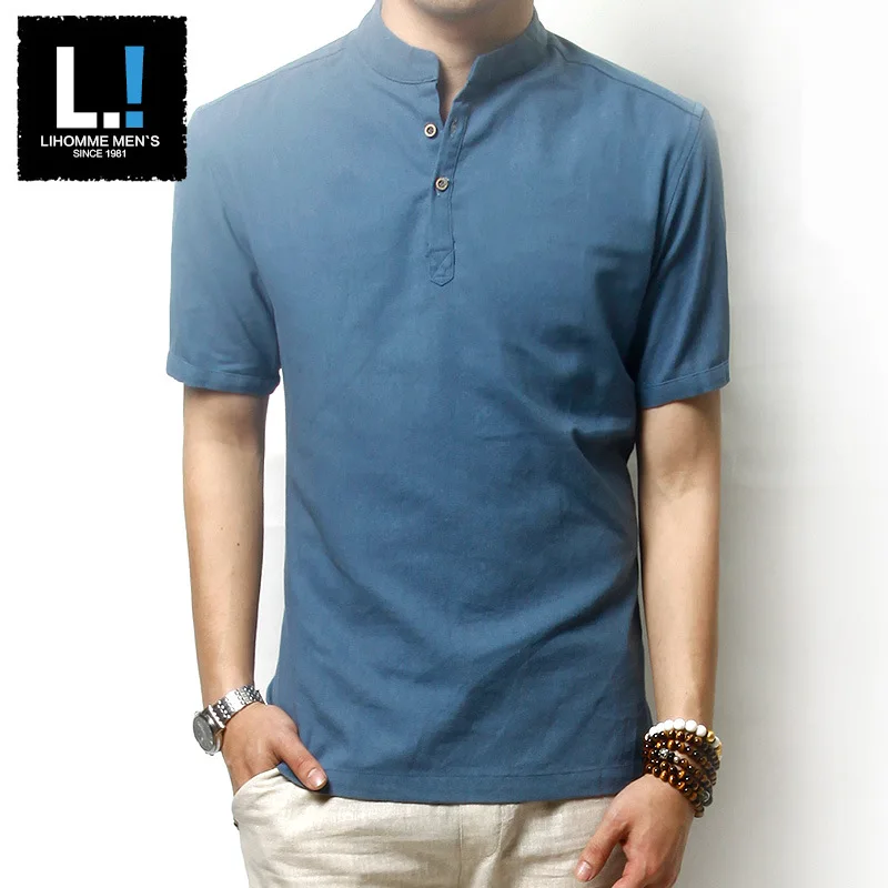 

HO new 2020 sets of linen shirt Cultivate one's morality man Comfortable and breathable linen shirts with short sleeves