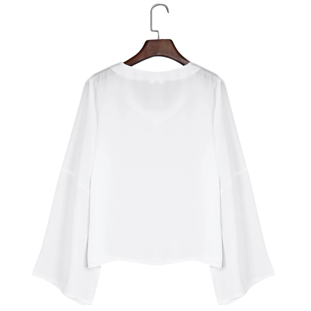 Женская Шифоновая туника с V образным вырезом и расклешенными рукавами|Блузки| |