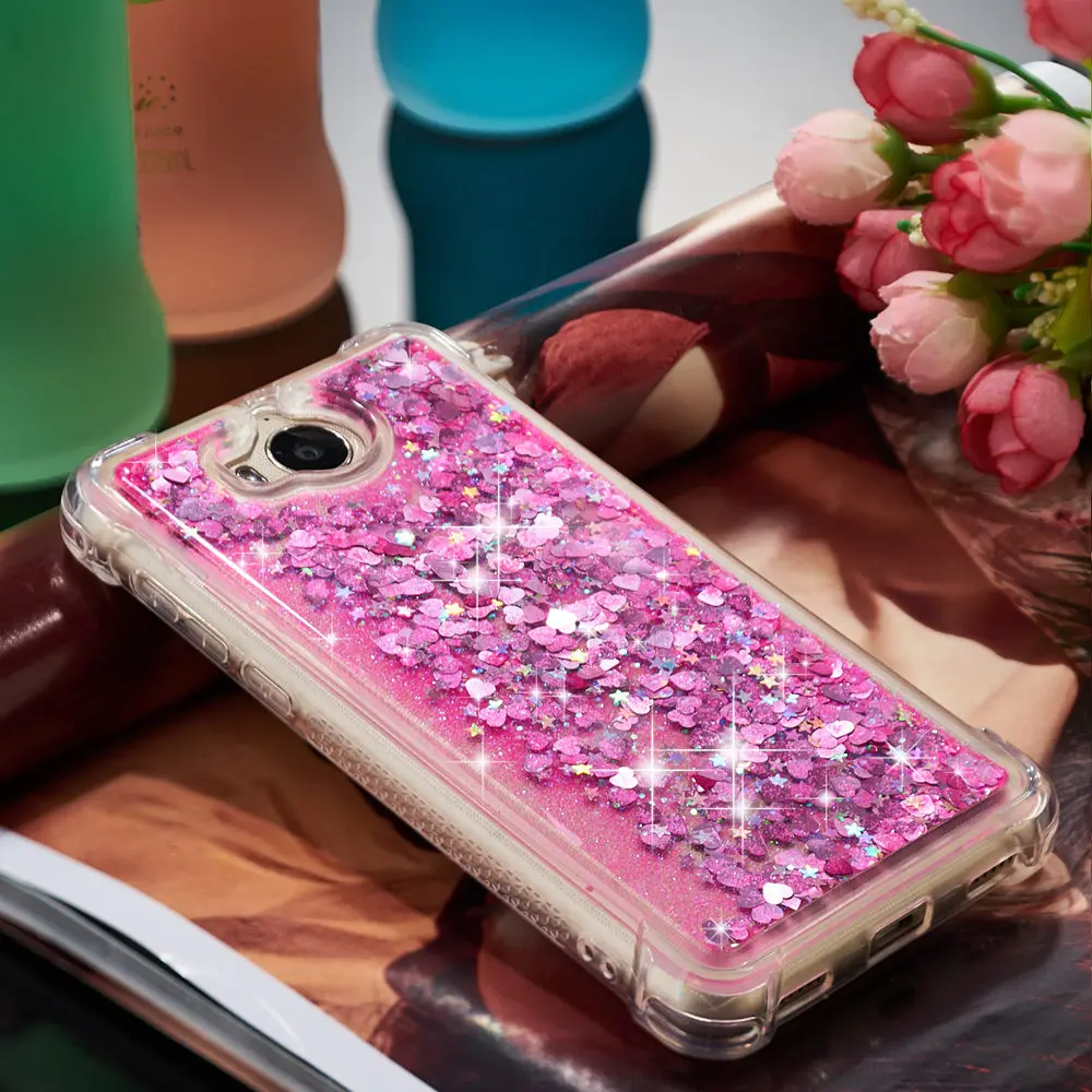 Glitter Stars Cover for Huawei Y5 2017 III MYA L22 Dynamic Liquid Quicksand Soft TPU Back Case Y 5 MYA-L22 |