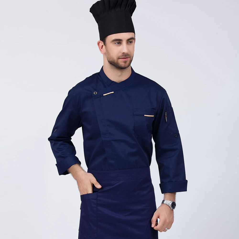 С длинными рукавами на одно плечо Высококачественная ресторанная кухня готовка топы Одежда для мужчин женщин шеф-повара Спецодежда Одежда для кафе