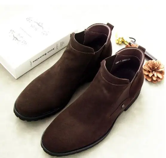 Мужские ботильоны с меховым рукавом Винтажные ботинки Челси из натуральной кожи