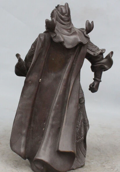 SCY 004136 11 &quotкитайская Бронзовая позолоченная подставка Dragon Guan Gong Yu воин Меч с