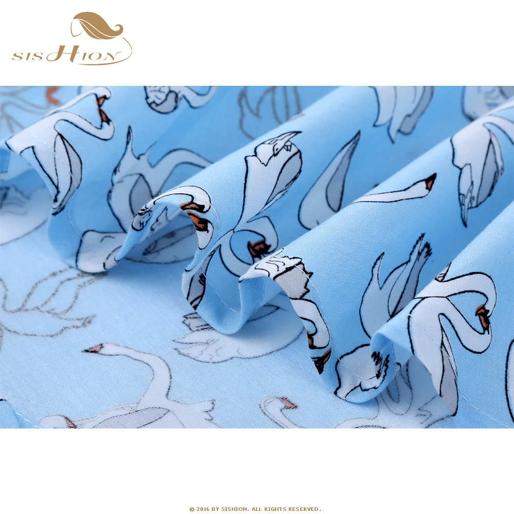 Женское винтажное платье в полоску SISHION голубое Хлопковое стиле 50-х годов Туника