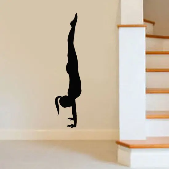 Виниловый фон для Спортивная Наклейка на стену женский Headstand тренажерный зал