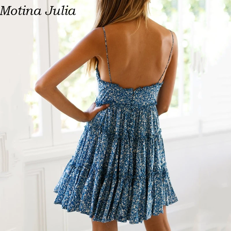 Motina Julia сексуальное платье с цветочным принтом короткое рюшами женские летние