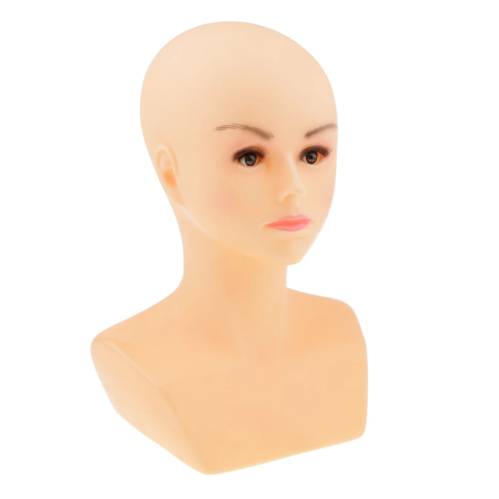 Free Standing Display Female Mannequin Head with Bust for Hair Wigs Salon, Retail Stores