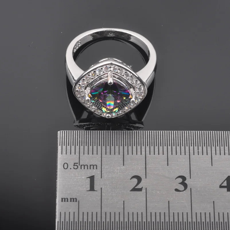 Женские наборы ювелирных изделий с разноцветным радужным цирконием сережки