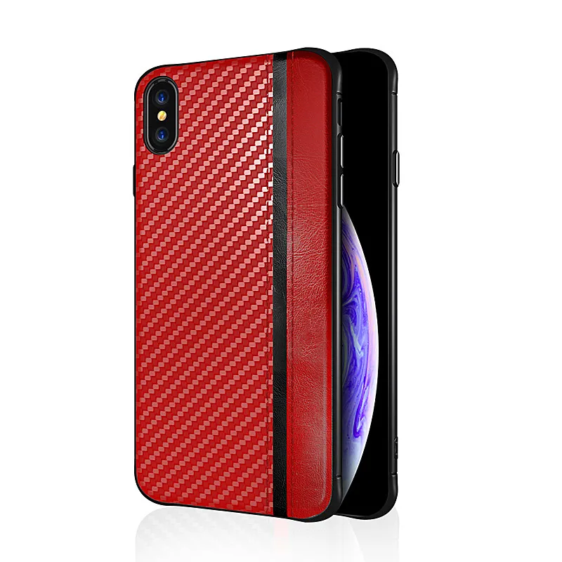 Red Для iphone X чехол из углеродного волокна+ искусственная кожа деловой стиль жесткий чехол для телефона для iphone 6 6s 7 8 plus и apple XR XS MAX чехол - Цвет: Red