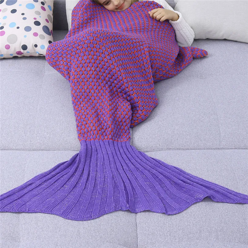 Горячие Продажи Супер-Мягкой Крючком Хвост Русалки Одеяло Вязание Дети Диван