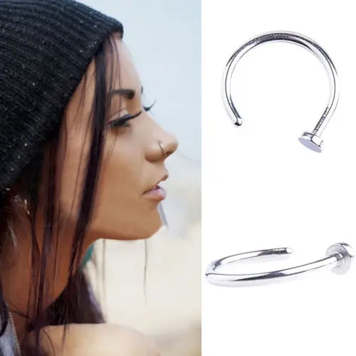2pcs Nose Ring Piercing Hoop Surgical Steel (Black) | Украшения и аксессуары