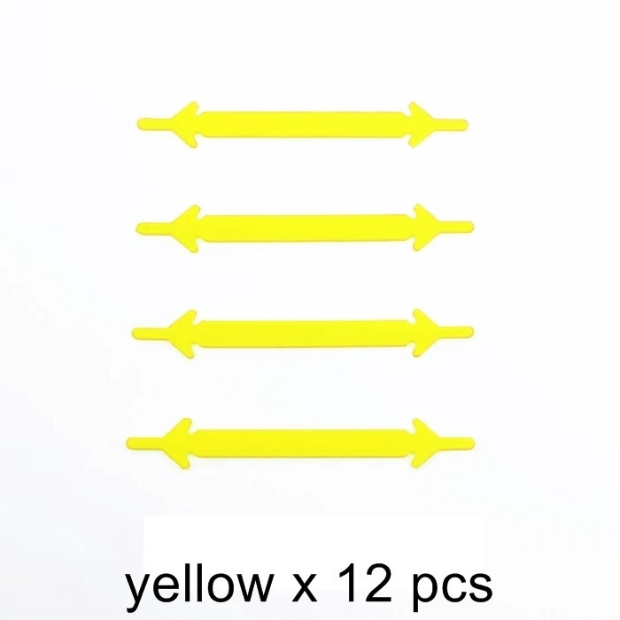 A Yellow 12pcs 16 шт./лот 8 Размеры творческие многоцветной твердое шнурки без завязок унисекс эластичные силиконовые шнурки для всех кроссовки G003 - Цвет: A Yellow 12pcs