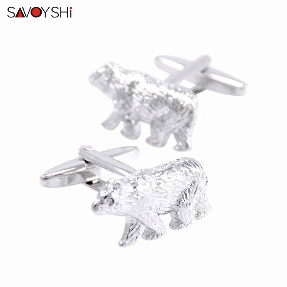 Модные запонки SAVOYSHI с белым медведем для мужчин рубашек высококачественные