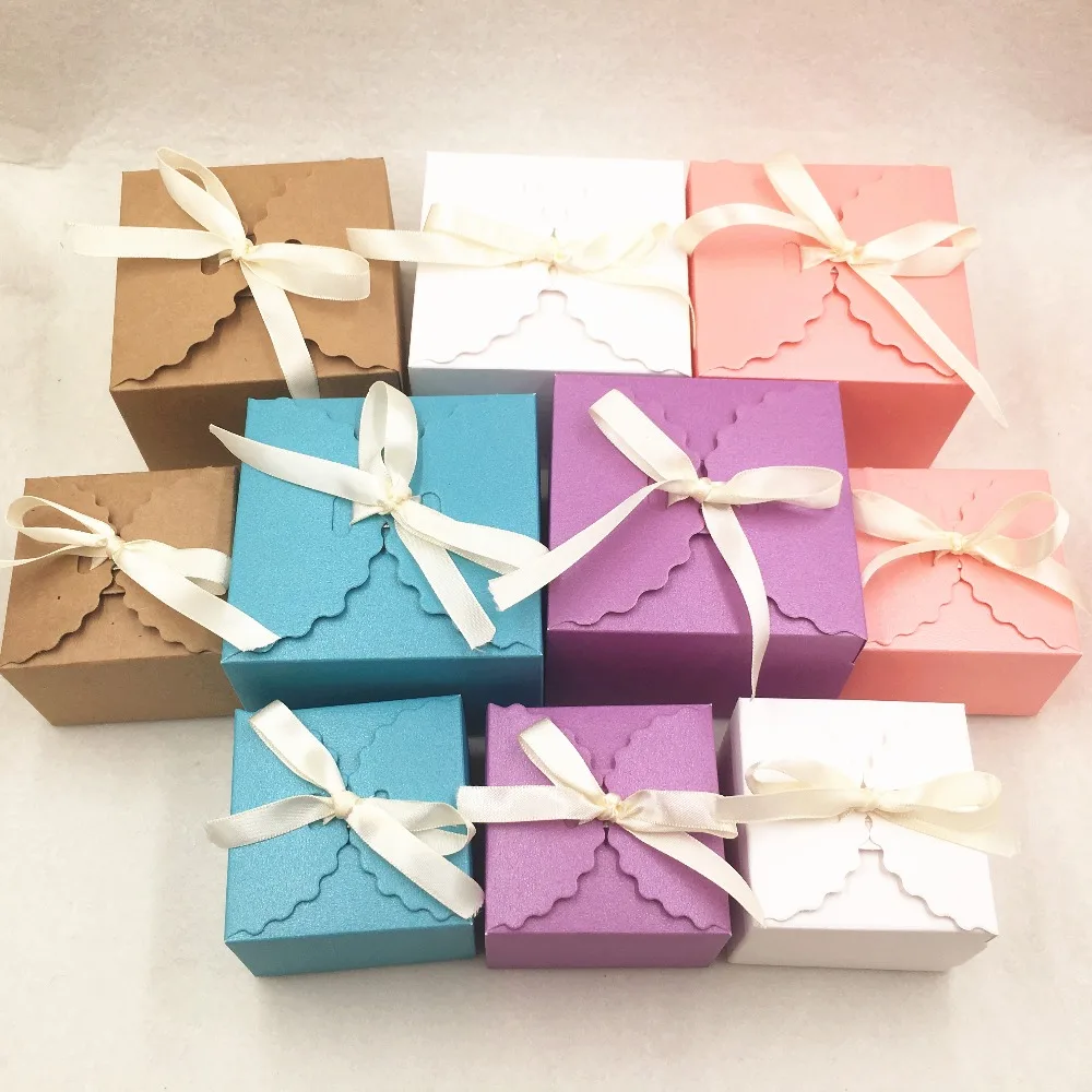 10 шт. крафт-бумага квадратная коробка для конфет Свадебные сувениры в