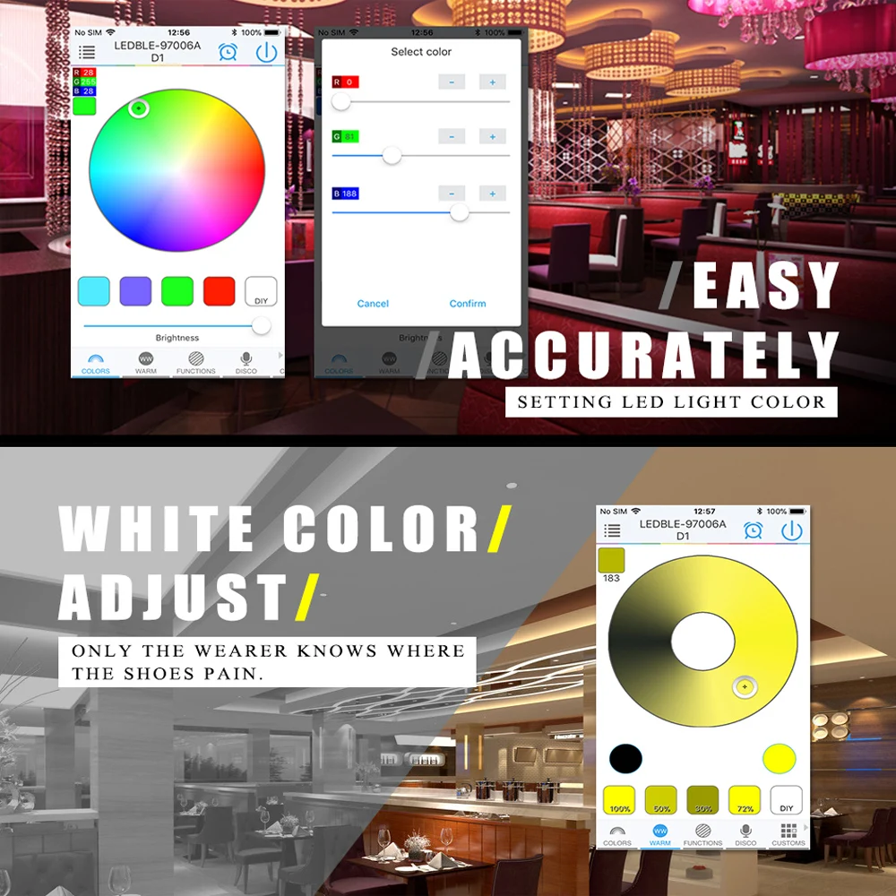 BLYN 3528 RGB LED Strip Waterproof Bluetooth Wireless Control 5M 10M 15M Rope Lights +Bluetooth Controller +DC12V 5A PSU | Лампы и