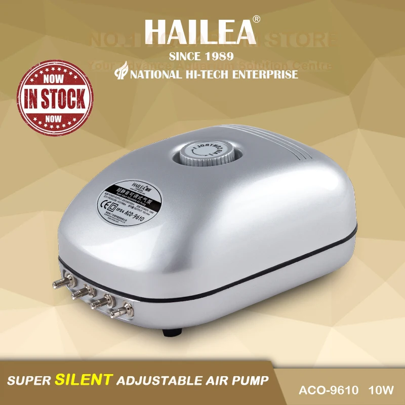 Абсолютно HAILEA ACO-9610 тихий воздушный насос для аквариума кислородный пруд аэратор водный аквариум 10 Вт 10л/мин авторизованный дилер
