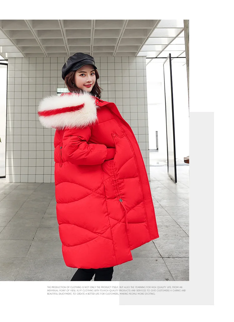 Thick Jacket Big fur collar Women's New Korean Version Big Fur Collar Medium-long Knee Size Thickened Jacket 1961