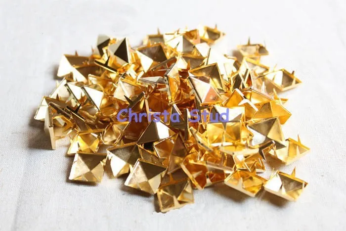 

1000pcs Wholesale 10mm Gold Pyramid Stud Nickle Rivet Punk Rock Rivet Nickel Claws Accessory Free Shipping